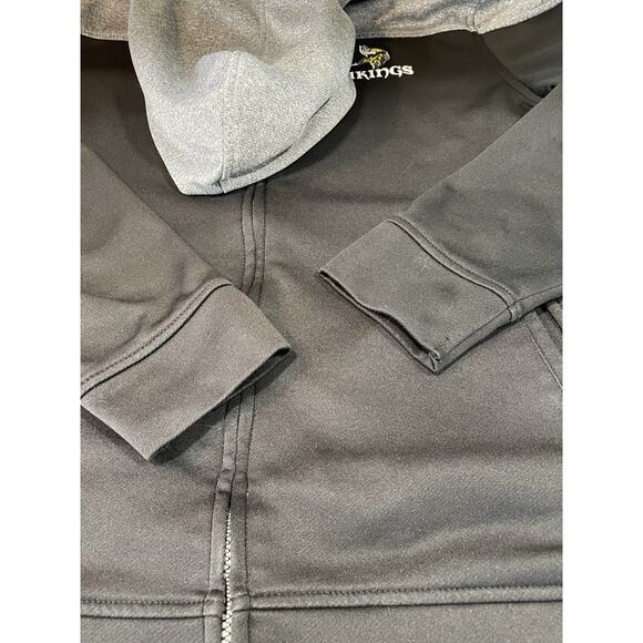 Minnesota Vikings Men's L Cutter & Buck Black Pop Fly Full-Zip Hoodie- Football - Picture 7 of 13